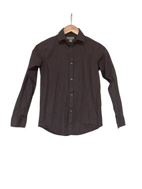 Van Heusen Boys’ Navy Button-Up Shirt With Micro Dot Pattern Size 12